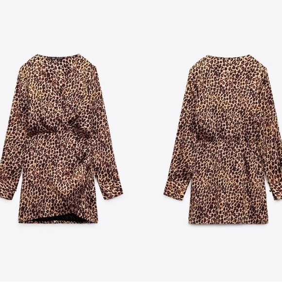 NEW Zara satin effect leopard mini dress - Picture 2 of 5